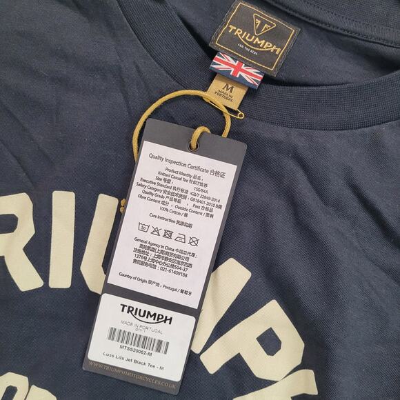 Triumph Motorcycles Womens Medium Luss Jet Black Tee Graphic T Shirt NWT - Picture 5 of 5